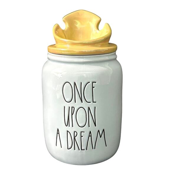 Rae Dunn "Once Upon a Dream" Disney Blue with Yellow Gold Crown Top - Picture 2 of 6